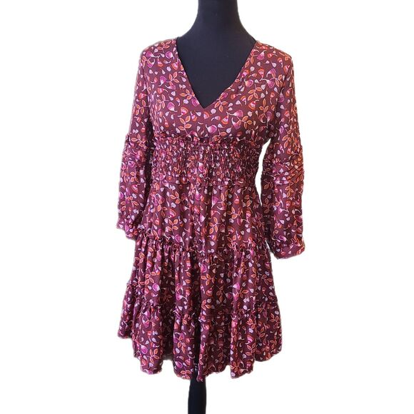 Dear John | Mulberry Floral Tiered Ruffle Flowy Boho Dress, Size M (6-8), EUC - Picture 3 of 11